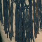 KNC Hand Crochet Jungle Rose Poncho Wool Mix - Denim
