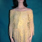 KNC Hand Crochet Jungle Rose Poncho Wool Mix - Pastel Yellow