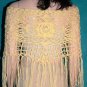 KNC Hand Crochet Jungle Rose Poncho Wool Mix - Pastel Yellow