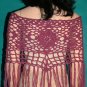 KNC Hand Crochet Jungle Rose Poncho Wool Mix - Dark Rose Heather