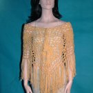 KNC Hand Crochet Jungle Rose Poncho Wool Mix - Butterscotch
