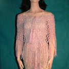 KNC Hand Crochet Jungle Rose Poncho Wool Mix - Blush Heather
