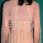 KNC Hand Crochet Jungle Rose Poncho Wool Mix - Blush Heather