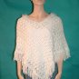 KNC Hand Crochet Plush-Fur Poncho w Hand Knit Plush-Fur Scarf  White
