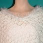 KNC Hand Crochet Plush-Fur Poncho w Hand Knit Plush-Fur Scarf  White