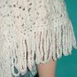 KNC Hand Crochet Plush-Fur Poncho w Hand Knit Plush-Fur Scarf  White