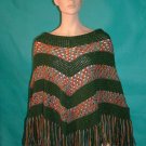 KNC  Hand Crochet Classic Shell Poncho Sage-Sierra