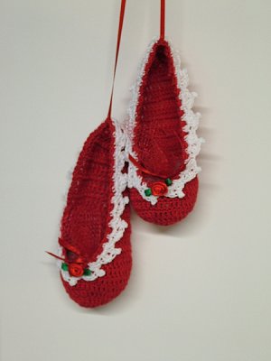 KNC Hand Crochet Ballet Slipper Sachet - The Red Shoes