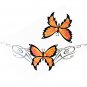 Lethal Threat Girl's Club Temporary Tattoo, Orange Butterflies