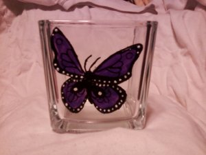 Purple Butterfly Candle Holder