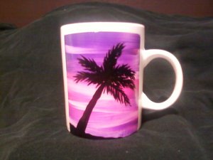 Pink and Purple Palm Tree Sunset coffee mug