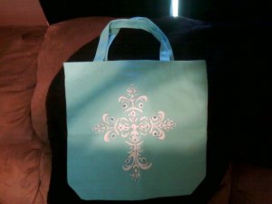 Blue Tote Bag with white cross