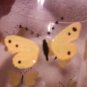 Glass mug with Hand painted yellow butterflies