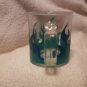 Glass mug with Hand painted blue and turquoise flames
