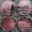 RON PAUL RAND PAUL .999 FINE COPPER 1 AV OZ ROUNDS 1 OF EACH *NEW* AOCS NORFED