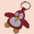 Cute Little Red Penguin Handmade Leather Animal Keychain