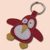 Cute Little Red Penguin Handmade Leather Animal Keychain