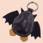 Cute little black bat leather animal keychain - FREE shipping
