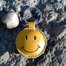 Smiley Face / Happy Face Yellow Leather Keychain FREE Shipping