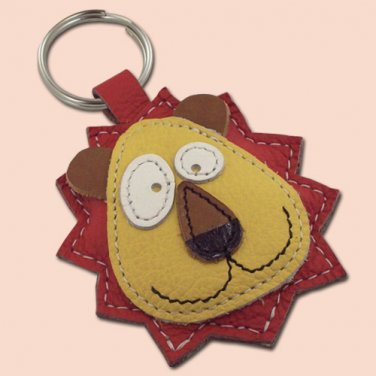 Handmade Red Lion Leather Animal Keychain