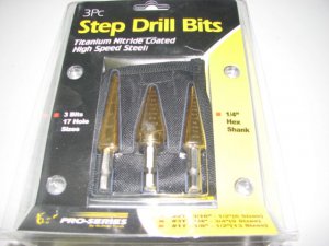 3 Pc Step Drills - Aircraft,Aviation, Automotive,Truck Tools