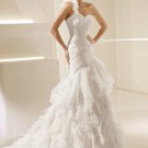Designer  elegant new fashion ruffle one-shoulder wedding dress V0011