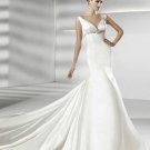 Designer fashionable V-neck satin elegant  mermaid wedding dress V0023