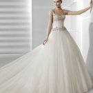 Designer beaded scoop hot sale elegant  wedding dress V0049