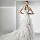 Designer one-shoulder ruffle wedding dress V0058