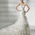 Designer V-neck crystal wedding dress V0059