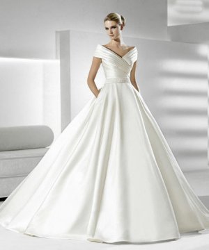Hot sale cap sleeve ball gown wedding dress V0065