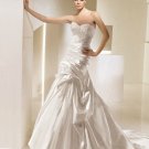 Satin appliques designer sexy wedding dress V0081
