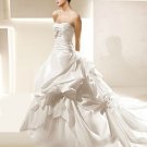 Satin appliques designer sexy wedding dress V0082