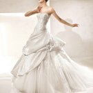 Satin appliques lace designer sexy wedding dress V0083