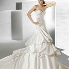 Satin hand flower elegant designer sexy wedding dress V0084