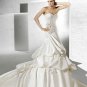 Satin hand flower elegant designer sexy wedding dress V0084