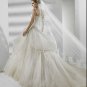 Organza appliques elegant designer A-linewedding dress V0085