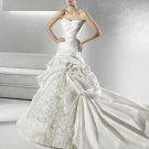 Satin lace elegant designer A-line wedding dress V0086