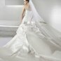 Satin lace elegant designer A-line wedding dress V0086
