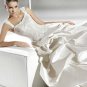 Satin lace appliques elegant designer A-line wedding dress V0087