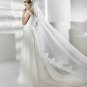 Cap sleeve appliques chiffin A-line wedding dress V0088