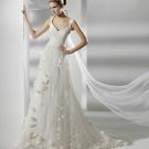 Hand flower cap sleeve chiffin elegant wedding dress V0096