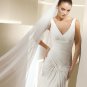 V-neck chiffin ruffle wedding dress V0102