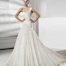 One-shoulder chiffin ruffle appliques wedding dress V0103