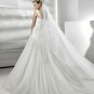 One-shoulder chiffin ruffle appliques wedding dress V0103