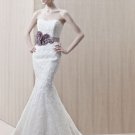 appliques lace handmade flower wedding dress E0001