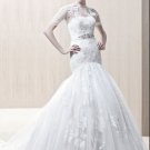 Appliques organza mermaid tulle wedding dress E0004