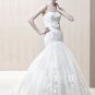Appliques organza mermaid tulle wedding dress E0004
