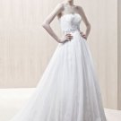 Appliques organza A-line beading lace wedding dress E0006