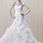 Hand made flower organza A-line tulle wedding dress E0009
